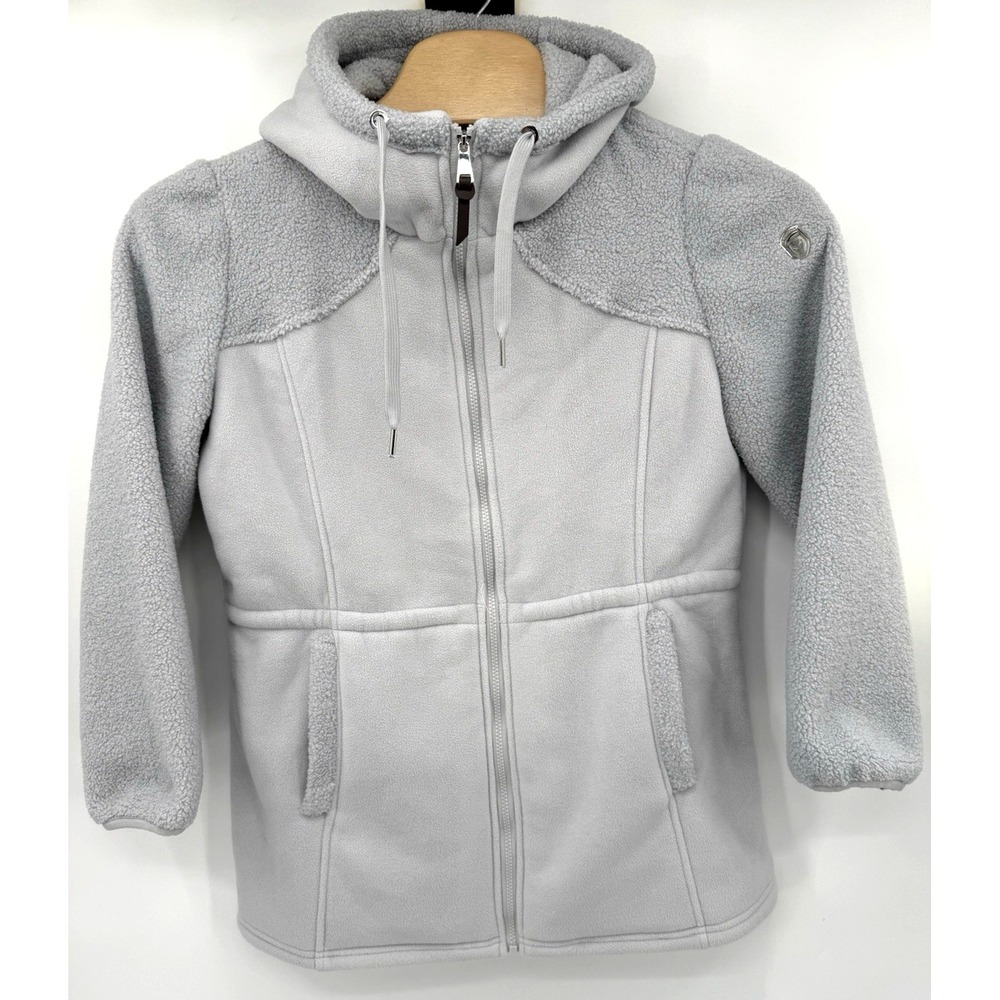 1 Madison Expedition Ladies Teddy Full Zip Jacket XL Gray Hood Drastring